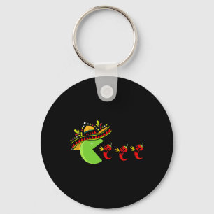 Leuke Mexicaanse Sombrero Eating Hot Pepper Skulls Sleutelhanger