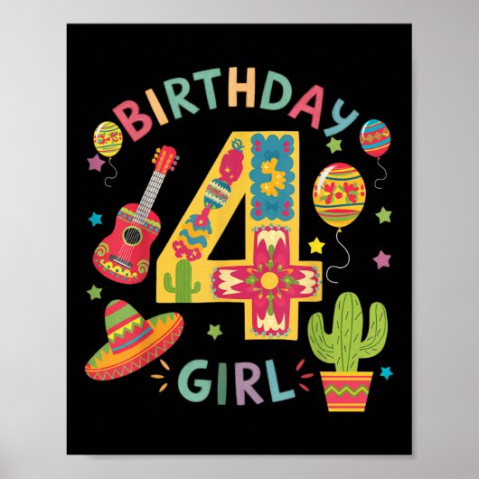 Leuke Mexicaanse themafeest 4e verjaardag Fiesta 4 Poster (Voorkant)