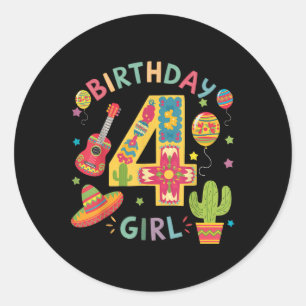 Leuke Mexicaanse themafeest 4e verjaardag Fiesta 4 Ronde Sticker