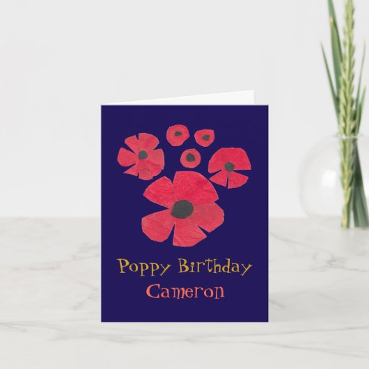 Leuke MidCentury Poppies Leuke Verjaardag Kaart (Voorkant)