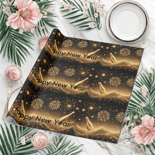 Leuke Middernacht Gouden Champagne Dromen Gelukkig Cadeaupapier