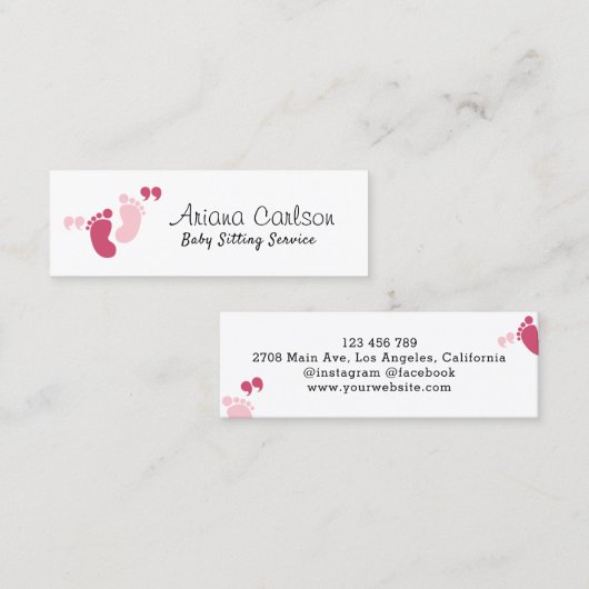 Leuke Minimale Babysitten service Kinderopvang Mini Visitekaartje (Voorkant / Achterkant)