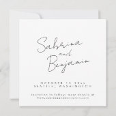 Leuke minimalist zwart-wit ze zei ja foto save the date (Achterkant)