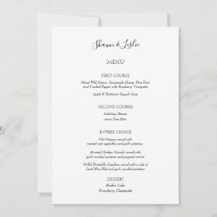 Leuke minimalistische bruiloft drie gangen menu kaart