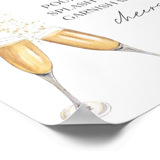 Leuke minimalistische champagne mimosa bar teken poster (Hoek)