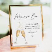 Leuke minimalistische champagne mimosa bar teken poster