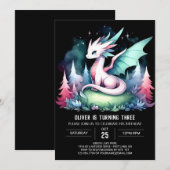 Leuke minimalistische drakenverjaardag kaart (Voorkant / Achterkant)