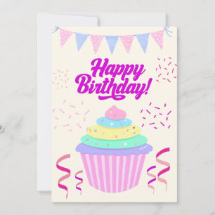 Leuke minimalistische Happy Birthday Cupcake Kaart