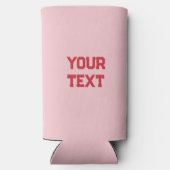 Leuke minimalistische meisjesrode en roze kleuren  seltzer blikjeskoeler (Achterkant)