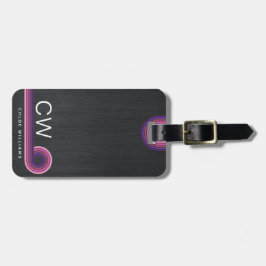 Leuke minimalistische moderne retro strepen monogr bagagelabel