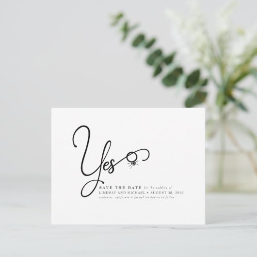 Leuke minimalistische moderne save the date briefkaart (Staand voorkant)