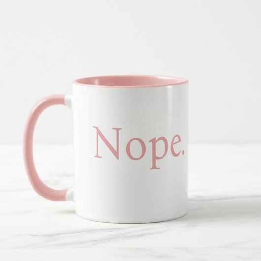 Leuke minimalistische roze Nope koffie mok (Links)