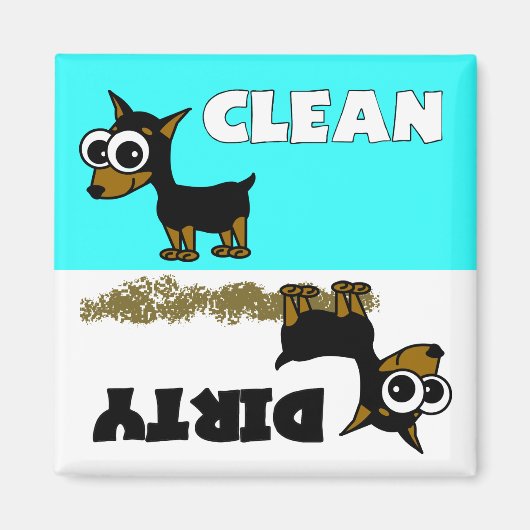 Leuke Minpin Clean / Vuile Vaatwasser Magnet (Voorkant)