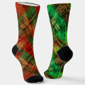 Leuke Mismatch Odd Sox Kerstmis Patroon Plaid Sokken (Gebogen)