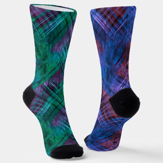Leuke Mismatch Odd Sox Kerstmis Patroon Plaid Sokken (Gebogen)