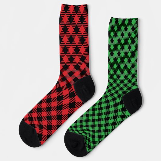 Leuke Mismatch Vreemde Kerstmis Plaid Sokken (Links)