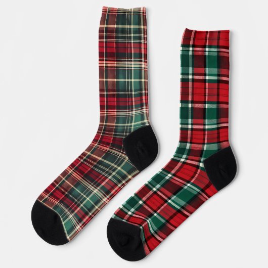 Leuke Mismatch Vreemde Kerstmis Plaid Sokken (Links)