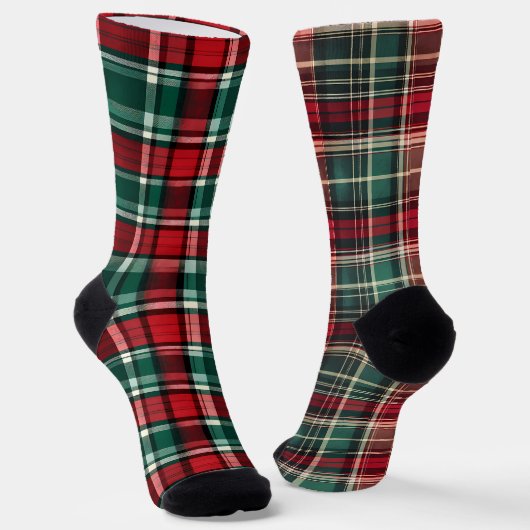 Leuke Mismatch Vreemde Kerstmis Plaid Sokken (Gebogen)