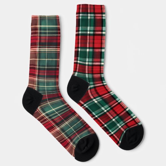 Leuke Mismatch Vreemde Kerstmis Plaid Sokken (Rechts)