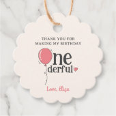 Leuke Miss Onederful roze ballon dank u Bedankjes Labels (Voorkant)