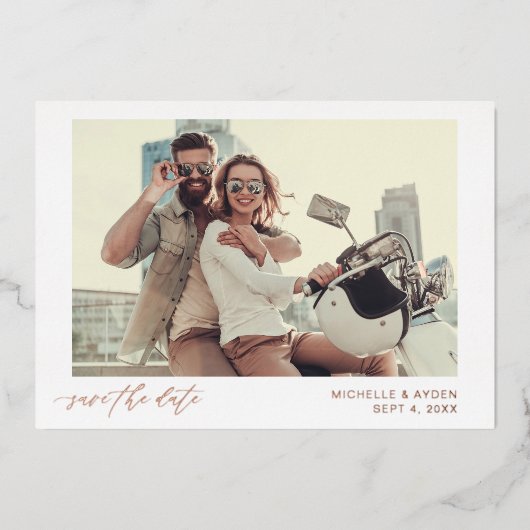 Leuke Mod Instant Foto Save the Date Folie Uitnodiging (Voorkant)