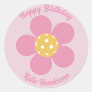 Leuke Mod Retro Pickleball Bloem Persoonlijk  Ronde Sticker