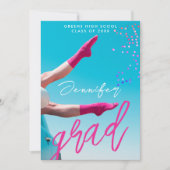 Leuke Modern Hot Pink Typo College School Afstudee Aankondiging (Voorkant)