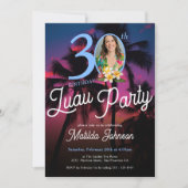 Leuke moderne aangepaste foto Luau Party 30e verja Kaart (Voorkant)