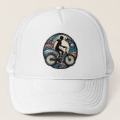 Leuke moderne Abstracte fiets Logo voor vrouwen Trucker Pet (Voorkant)