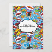 Leuke moderne afstudeerfeest Blue Comic Book  Kaart (Achterkant)