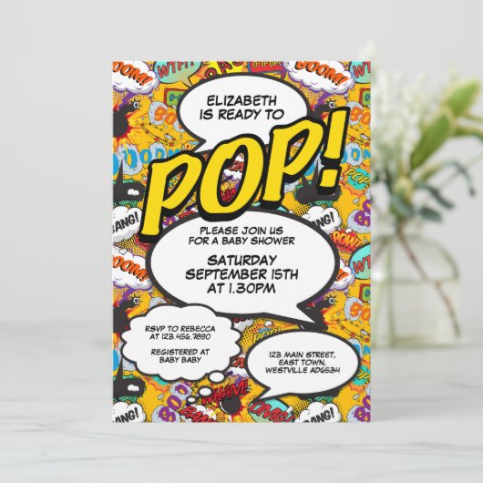 Leuke moderne baby shower strip foto klaar om te o kaart (Staand voorkant)