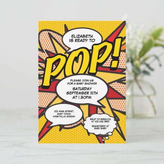 Leuke moderne babyshower klaar om te knallen foto kaart (Staand voorkant)