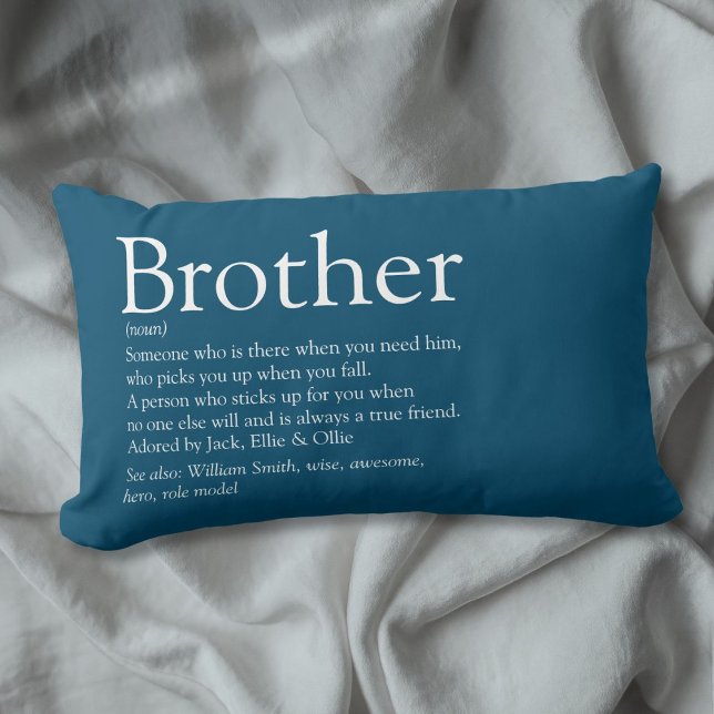 Leuke Moderne Blauwe Coole Beste Ooit Broer Defini Kussen (Fun Modern Blue Cool Best Ever Brother Definition Lumbar Pillow)