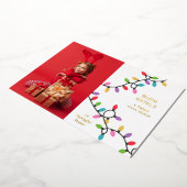 Leuke moderne Buon Natale kerstverlichting Foto Folie Feestdagenkaart (Gedraaid)