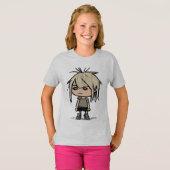 Leuke Moderne Cartoon Meisje Kunst Tekening Kinder T-shirt (Voorkant volledig)