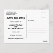 Leuke moderne comicbook save-the-date trouwkaart briefkaart (Achterkant)