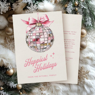 Leuke Moderne Disco Bal Ornament Prettigste Feestd Feestdagenkaart