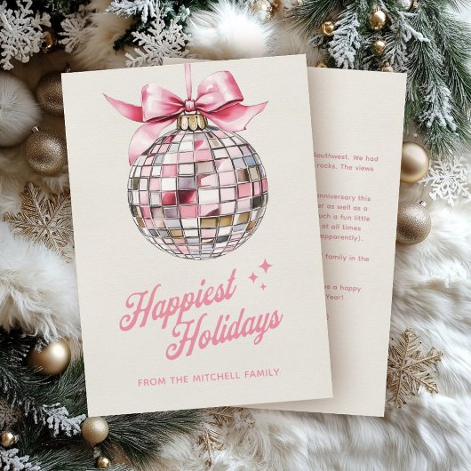 Leuke Moderne Disco Bal Ornament Prettigste Feestd Feestdagenkaart