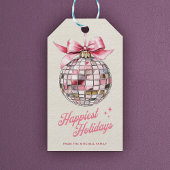 Leuke moderne discobal Ornament Gelukkigste Feestd Cadeaulabel