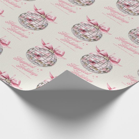 Leuke moderne discobal Ornament Gelukkigste Feestd Cadeaupapier (Hoek)