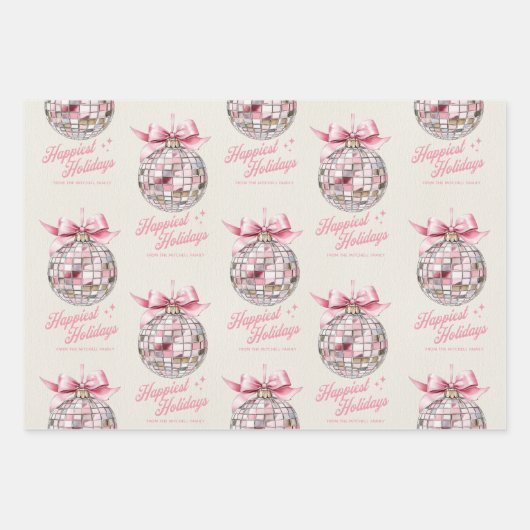 Leuke moderne discobal Ornament Gelukkigste Feestd Inpakpapier Vel (Voorkant)