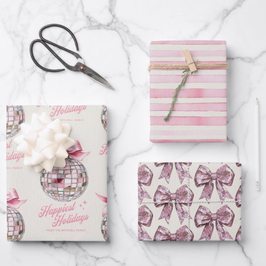 Leuke moderne discobal Ornament Gelukkigste Feestd Inpakpapier Vel (Voorkant)