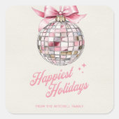 Leuke moderne discobal Ornament Gelukkigste Feestd Vierkante Sticker (Voorkant)