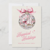 Leuke moderne discobal Ornament gelukkigste foto Feestdagenkaart (Voorkant)