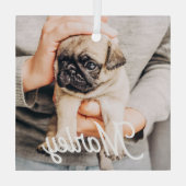 Leuke moderne eenvoudige aangepaste huisdier foto  glas ornament (Achterkant)