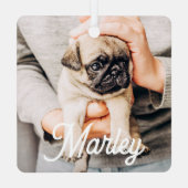 Leuke moderne eenvoudige aangepaste huisdier foto metalen ornament (Achterkant)