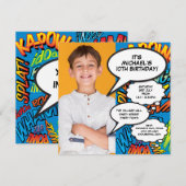 Leuke moderne foto verjaardagsfeestje blauw elke l kaart (Voorkant / Achterkant)