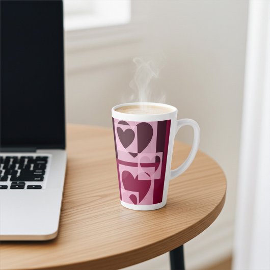 Leuke moderne geometrische zachte roze, wijn rode latte mok