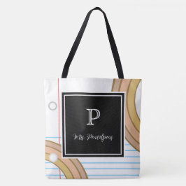 Leuke moderne gepersonaliseerde leraar waardering tote bag