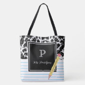 Leuke moderne gepersonaliseerde leraar waardering tote bag (Achterkant)